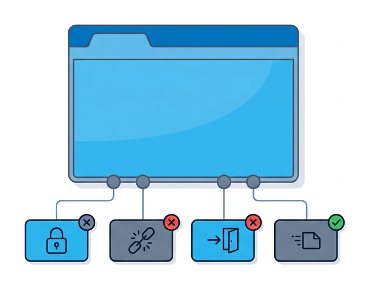 Un browser stylisé avec quatre segments étiquetés en dessous, chaque segment représentant un vecteur d'attaque