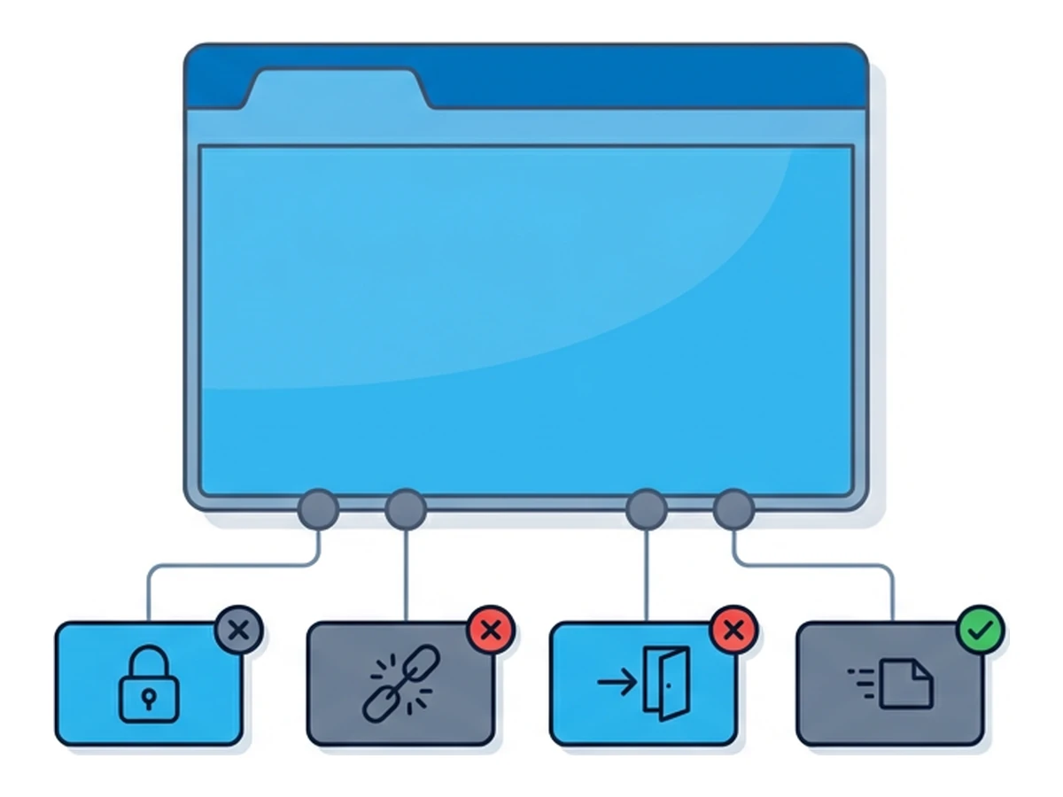 Un browser stylisé avec quatre segments étiquetés en dessous, chaque segment représentant un vecteur d'attaque