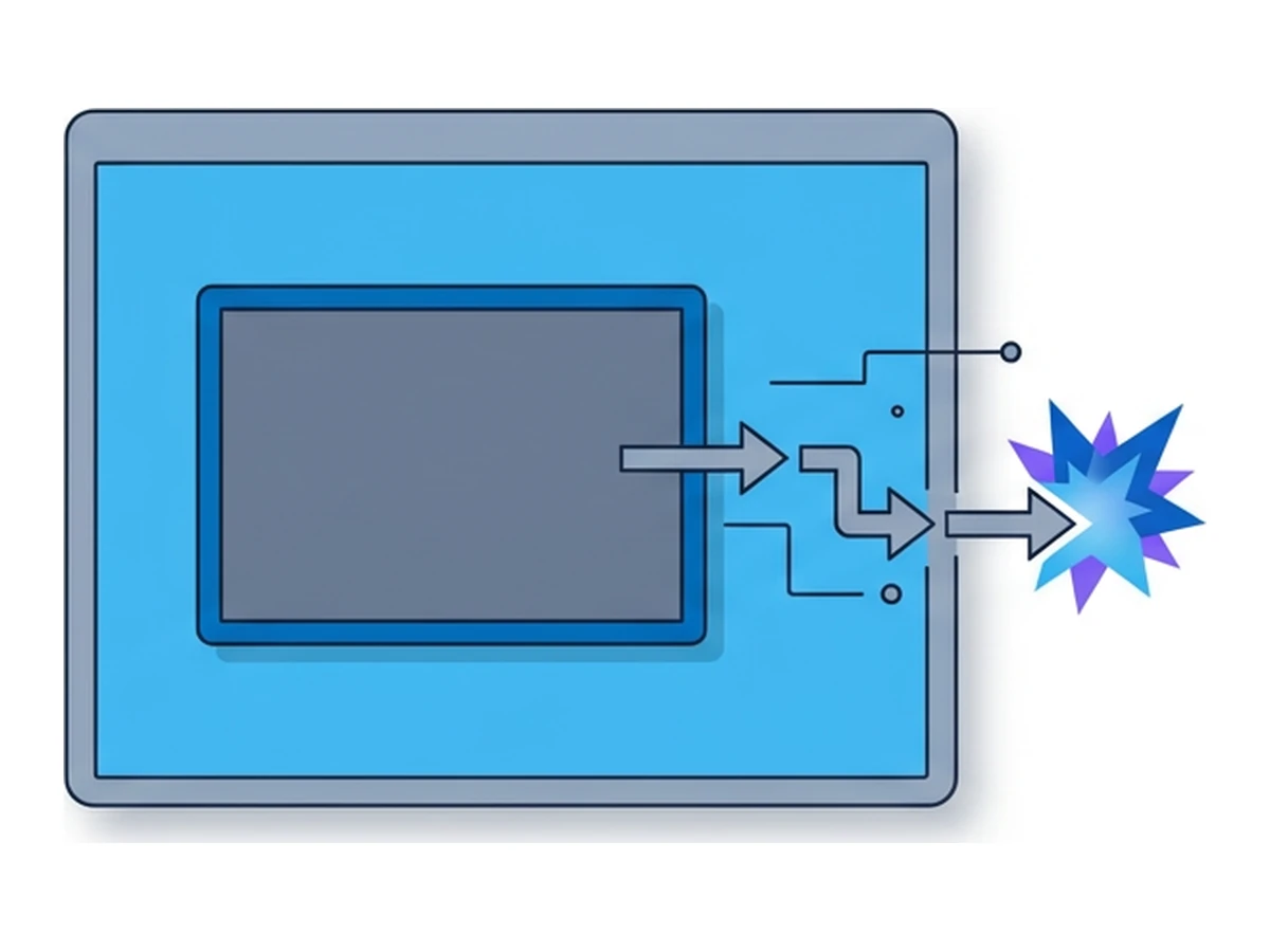 Un browser cargando una página que contiene un iframe, con una pequeña cadena de flechas de redirect que lleva a un icono de exploit kit