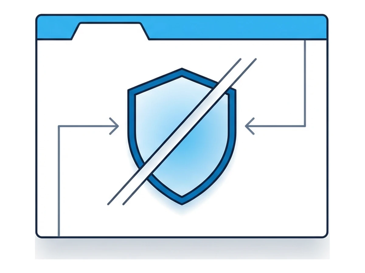 Un browser con un icono de escudo delante, el escudo con una línea diagonal que indica protección parcial